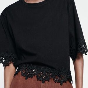 ZARA LACE COTTON T-SHIRT